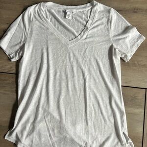Athleta White V-Neck Short Sleeve Tee